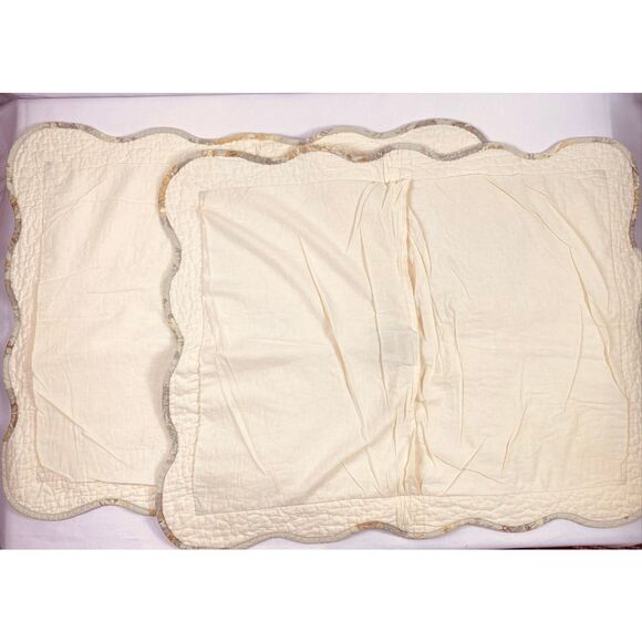 MaryJane’s Home Ivory Floral Embroidered Quilted Pillow Shams x 2 23x28 - Picture 5 of 7
